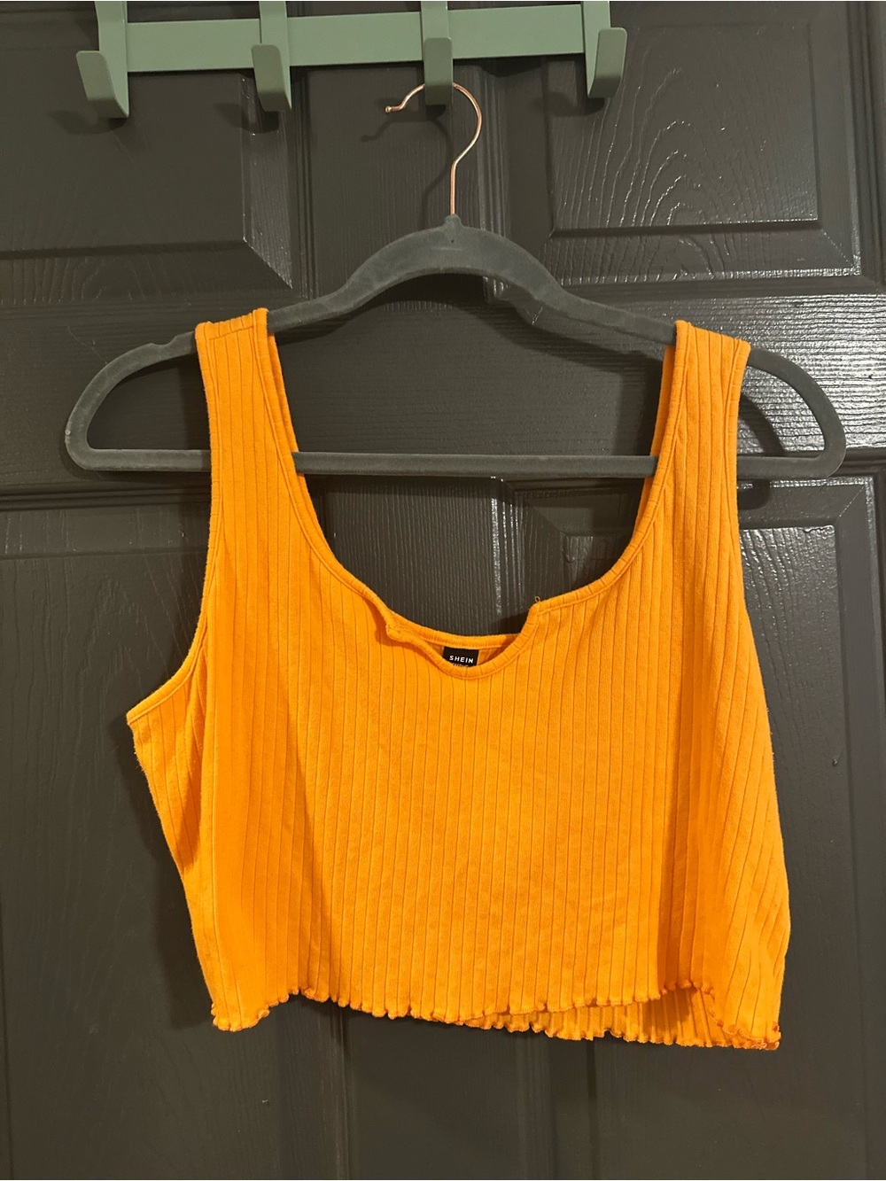 SHEIN Bright Orange Ribbed Cropped Tank